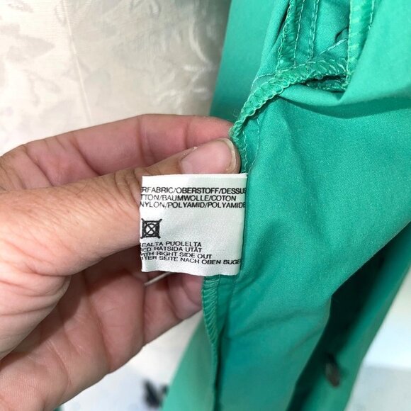 Finn Flare Trench Coat Womens Size 10 Vintage Lightweight Polyester Cotton Green - Picture 11 of 12